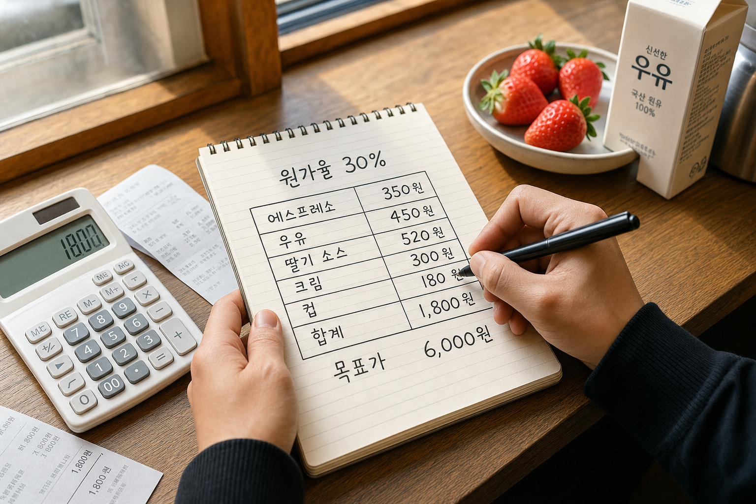 카페 메뉴 개발 시 계절별 원가율 계산 예시 — 카페 메뉴 개발